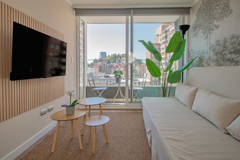 Moderno y acogedor con vista al Cerro Santa Lucía